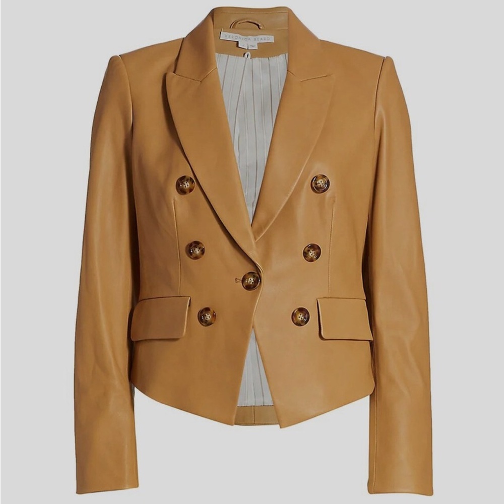 Veronica Beard Cooke Vegan Leather Dickey Jacket, size 6
